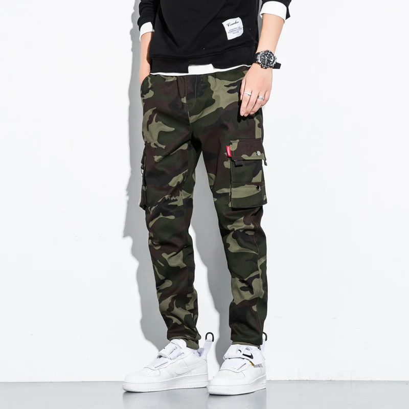 Herren Camouflage Cargo-Jogginghose mit Tapered-Schnitt, elastischem Bund und Multifunktionstaschen Nord Taschen