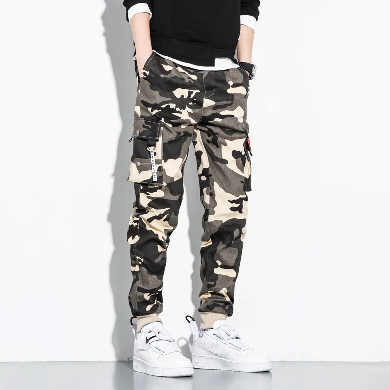 Herren Camouflage Cargo-Jogginghose mit Tapered-Schnitt, elastischem Bund und Multifunktionstaschen Nord Taschen