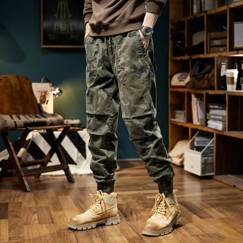 Herren Camouflage-Cargo-Jogger mit elastischem Bund, Utility-Taschen und Kordelzug Nord Taschen