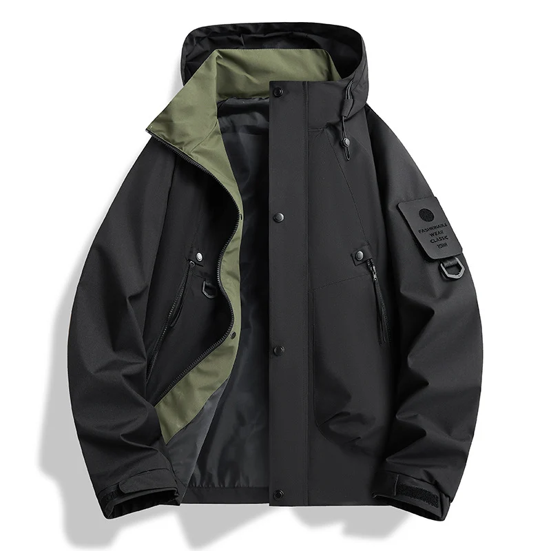 Herren Atmungsaktive Softshell‑Kapuzenjacke mit Utility‑Ärmeltasche und D‑Ring Nord Taschen