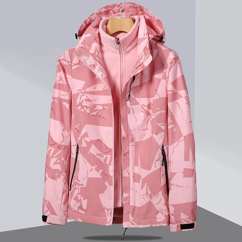 Damen zweilagige Softshelljacke mit abnehmbarer Fleece-Innenjacke und Kapuze Nord Taschen