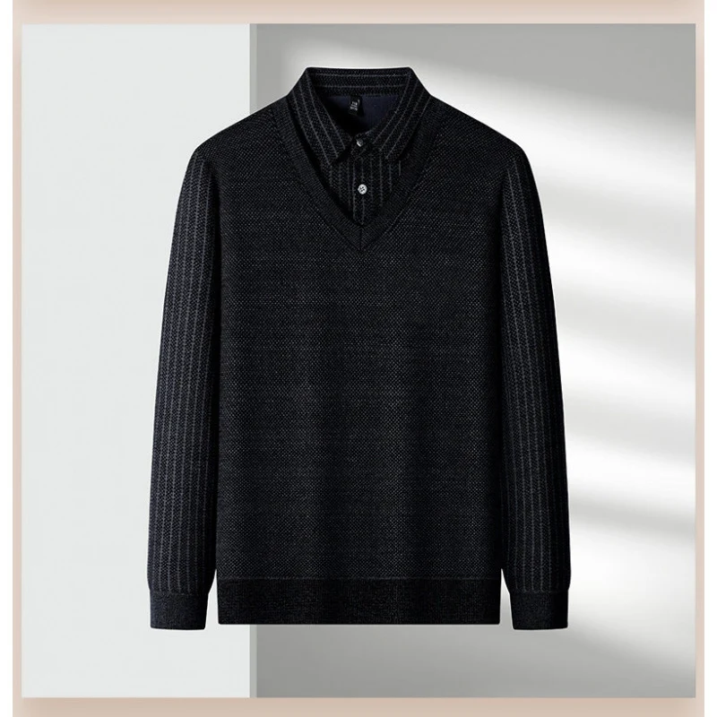 Herren Feinstrick-Pullover mit V-Ausschnitt und integriertem Polokragen Nord Taschen