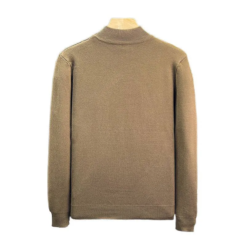 Herren Feinstrick-Pullover mit kurzem Stehkragen und geometrischem Intarsia-Design Nord Taschen