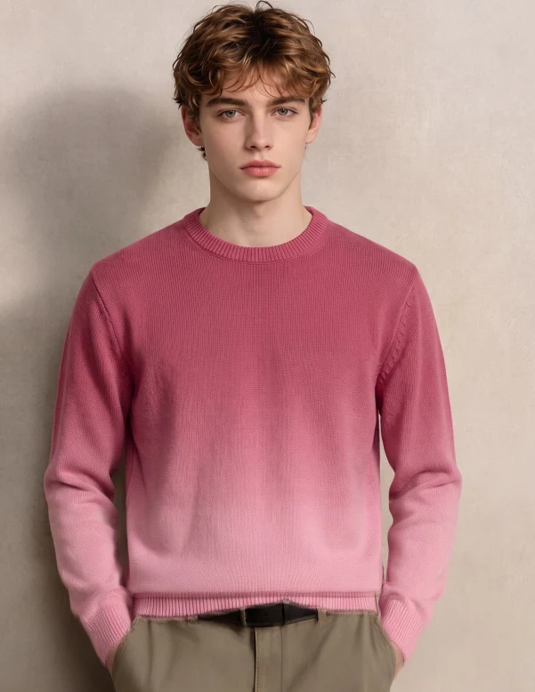 Herren Feinstrick-Pullover mit Dip-Dye-Effekt und Rundhalsausschnitt Nord Taschen