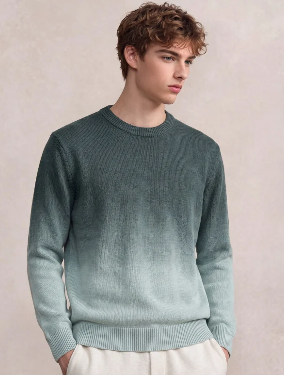 Herren Feinstrick-Pullover mit Dip-Dye-Effekt und Rundhalsausschnitt Nord Taschen