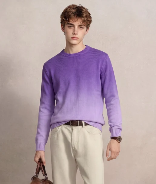 Herren Feinstrick-Pullover mit Dip-Dye-Effekt und Rundhalsausschnitt Nord Taschen