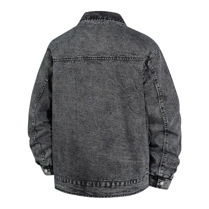 Herren Oversized Jeansjacke mit Stonewash-Effekt und aufgesetzten Taschen Nord Taschen