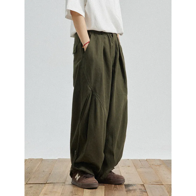 Herren Weite Baggy-Cargo-Hose mit Faltendetails und elastischem Bund Nord Taschen