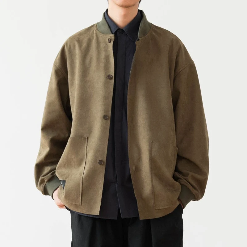 Herren Lockeres Overshirt aus Veloursleder-Imitat mit Knopfleiste und großen Fronttaschen Nord Taschen