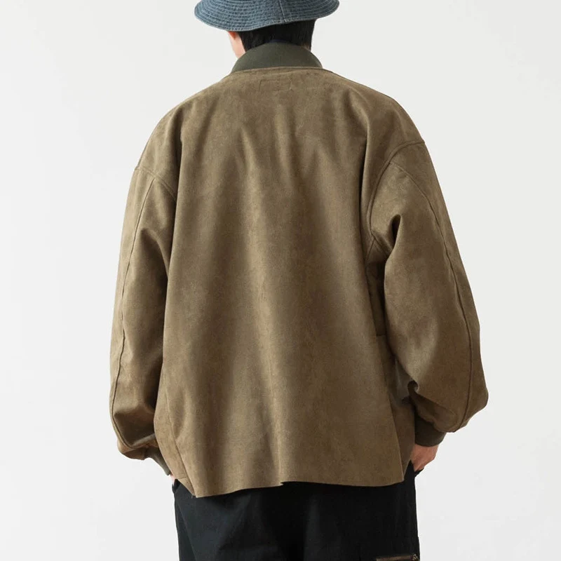 Herren Lockeres Overshirt aus Veloursleder-Imitat mit Knopfleiste und großen Fronttaschen Nord Taschen