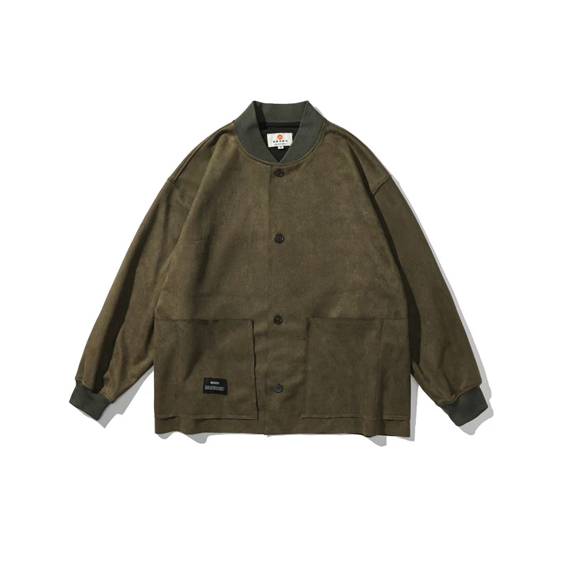 Herren Lockeres Overshirt aus Veloursleder-Imitat mit Knopfleiste und großen Fronttaschen Nord Taschen