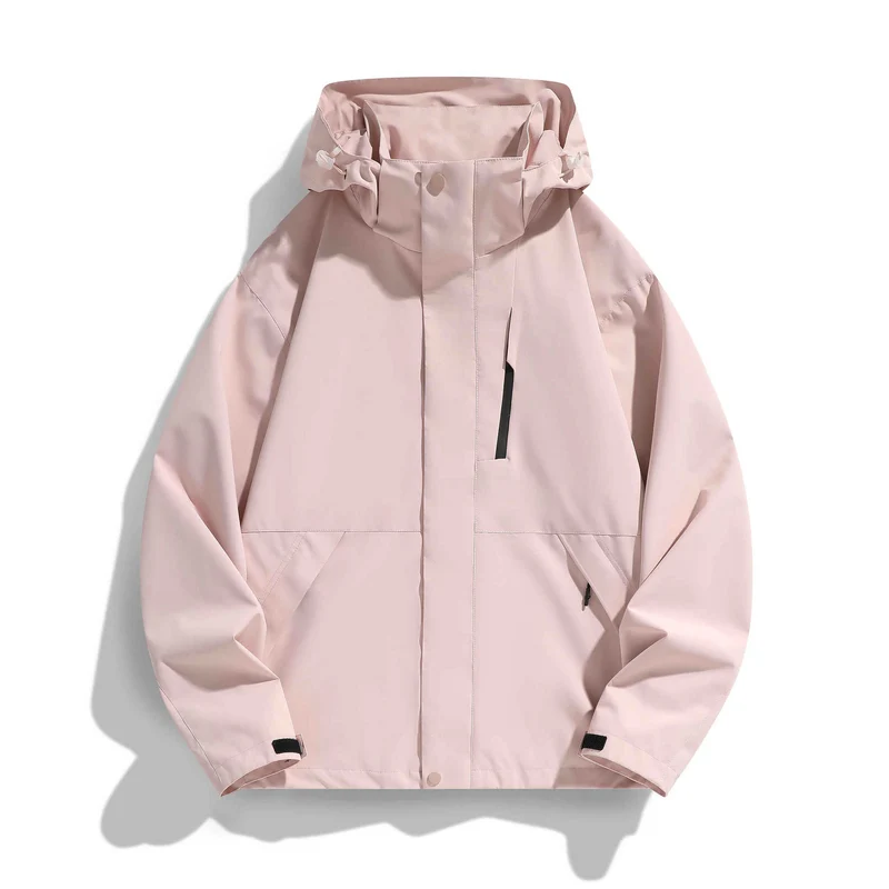 Damen Wasserabweisende Kapuzen‑Übergangsjacke mit verstellbarer Kapuze, verdeckter Frontblende und Multifunktionstaschen Nord Taschen