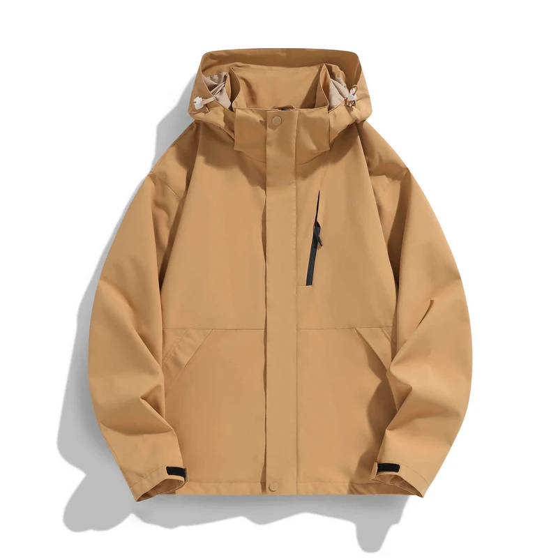 Damen Wasserabweisende Kapuzen‑Übergangsjacke mit verstellbarer Kapuze, verdeckter Frontblende und Multifunktionstaschen Nord Taschen