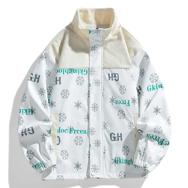 Damen Oversize-Übergangsjacke mit Cordbesatz und Stehkragen Nord Taschen