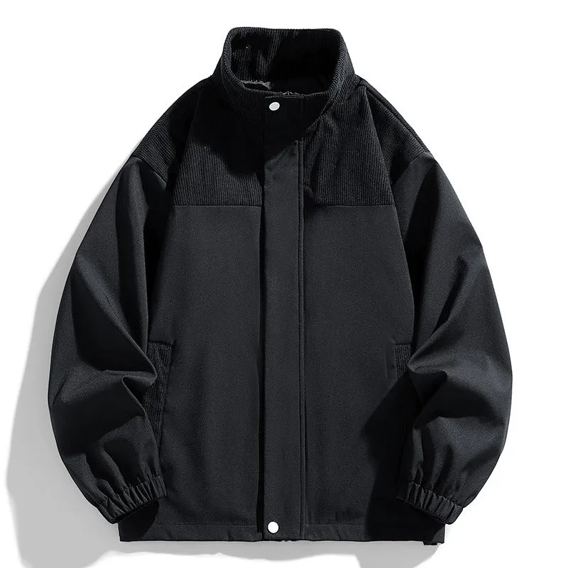 Damen Oversize-Übergangsjacke mit Cordbesatz und Stehkragen Nord Taschen