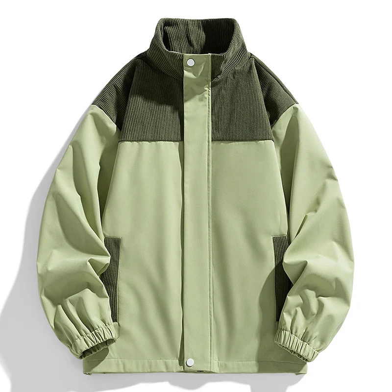 Damen Oversize-Übergangsjacke mit Cordbesatz und Stehkragen Nord Taschen