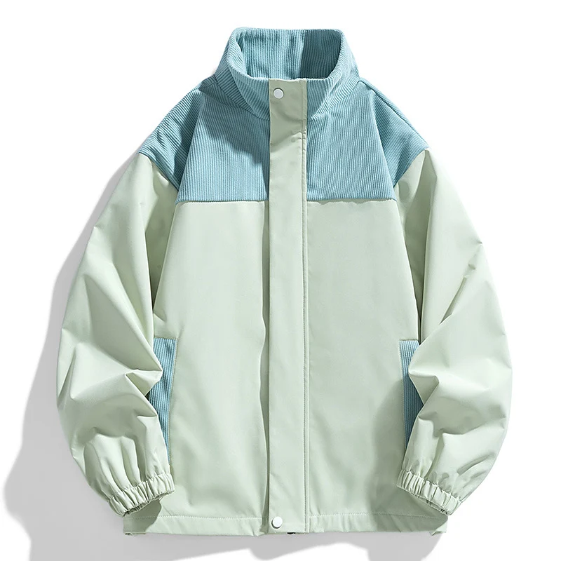 Damen Oversize-Übergangsjacke mit Cordbesatz und Stehkragen Nord Taschen
