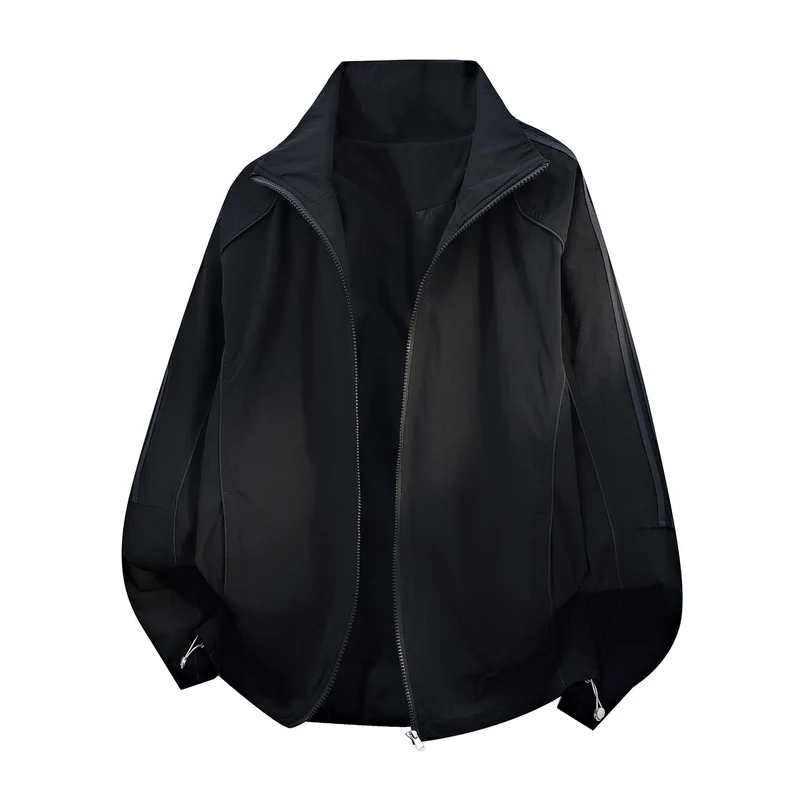 Damen Leichte Oversize-Windjacke mit Stehkragen, Kordelzug und elastischen Bündchen Nord Taschen