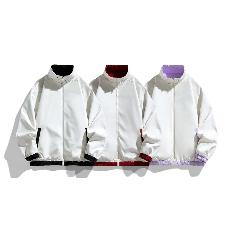 Damen Leichte Oversize-Trainingsjacke mit Stehkragen, Kontraststreifen und elastischem Saum Nord Taschen