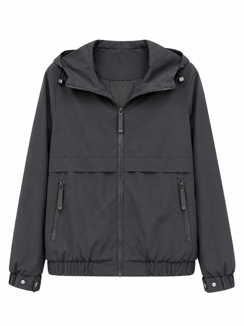 Damen Leichte Kapuzen‑Windjacke mit wasserabweisender Beschichtung, Reißverschluss und elastischem Saum Nord Taschen