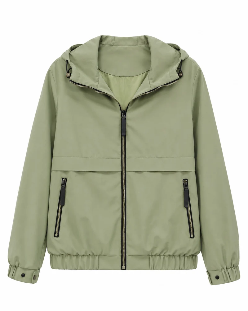 Damen Leichte Kapuzen‑Windjacke mit wasserabweisender Beschichtung, Reißverschluss und elastischem Saum Nord Taschen