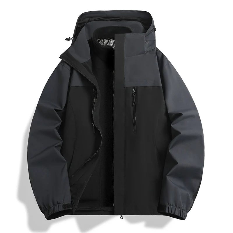 Herren Zwei-in-eins Softshell-Hybridjacke mit abnehmbarer Fleece-Innenjacke und wasserabweisender Membran Nord Taschen