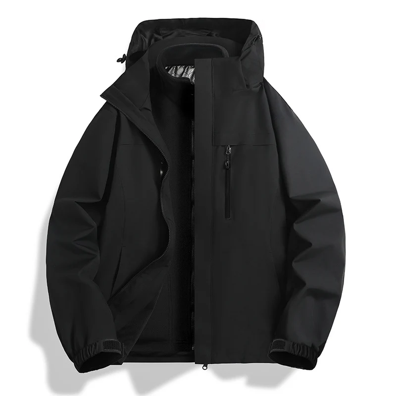Herren Zwei-in-eins Softshell-Hybridjacke mit abnehmbarer Fleece-Innenjacke und wasserabweisender Membran Nord Taschen