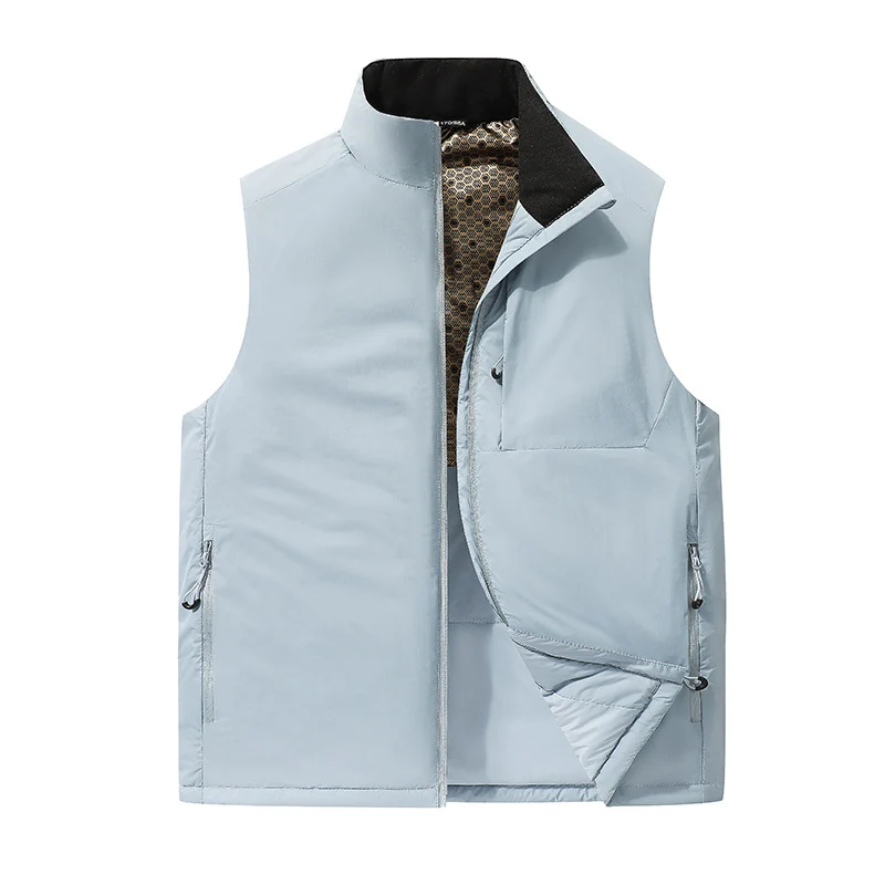 Herren Wattierte Outdoor-Weste mit Stehkragen, Multifunktionstaschen und leichtem Thermofutter Nord Taschen