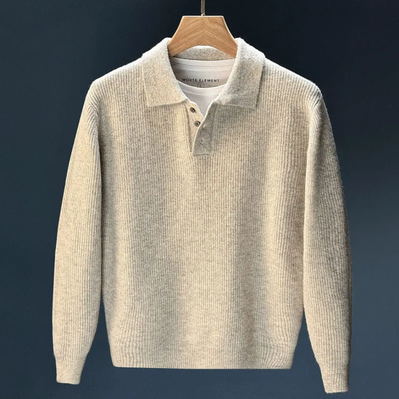 Herren Feinstrick-Polopullover mit halber Knopfleiste und legerer Oversize-Passform Nord Taschen