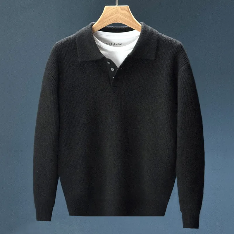 Herren Feinstrick-Polopullover mit halber Knopfleiste und legerer Oversize-Passform Nord Taschen
