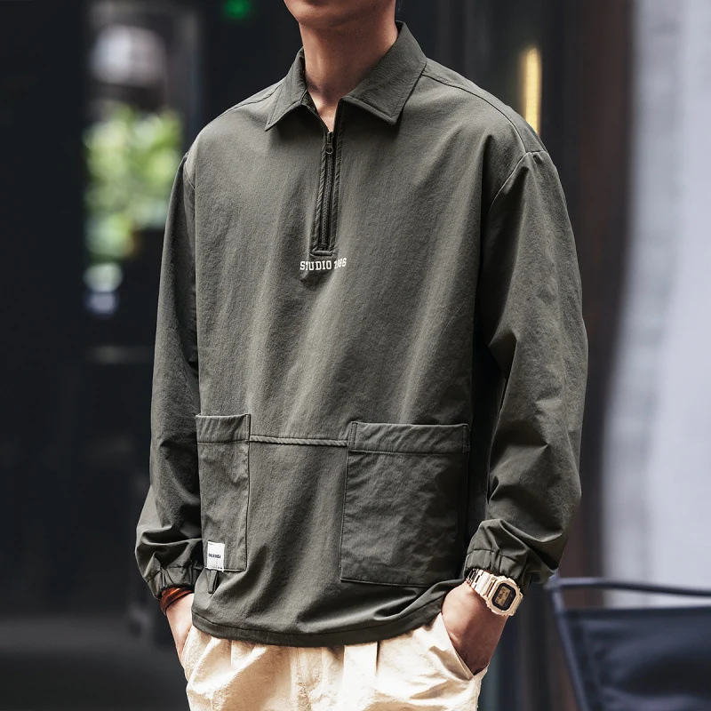 Herren Utility-Halbzip-Pullover mit Hemdkragen und Kängurutaschen Nord Taschen