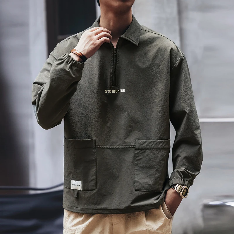 Herren Utility-Halbzip-Pullover mit Hemdkragen und Kängurutaschen Nord Taschen