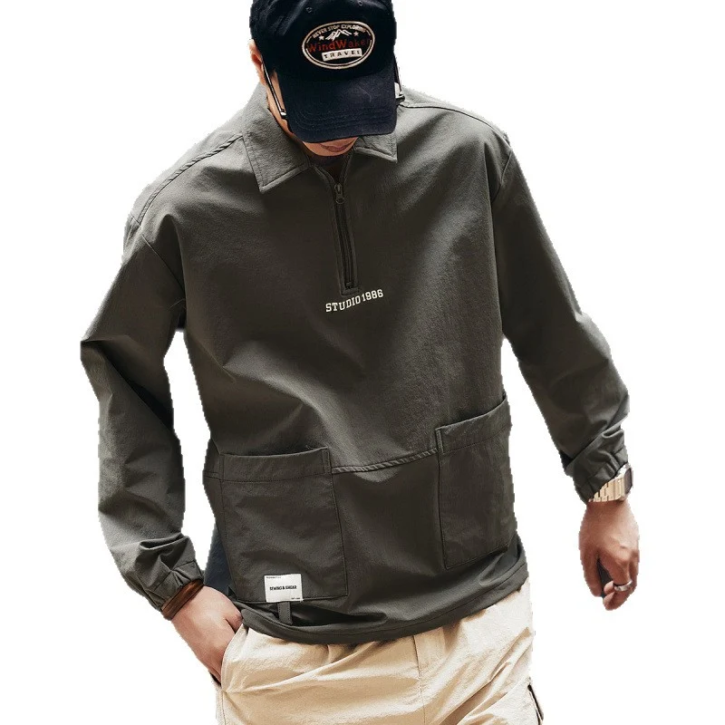 Herren Utility-Halbzip-Pullover mit Hemdkragen und Kängurutaschen Nord Taschen