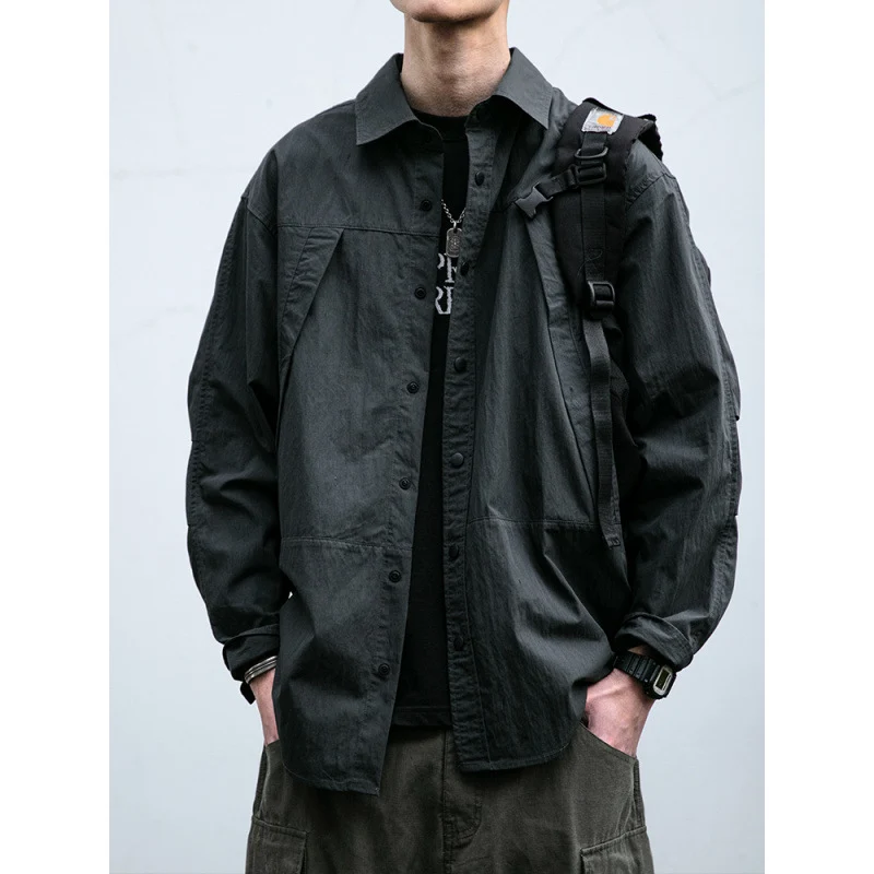 Herren Technisches Field-Overshirt im Utility-Look mit Druckknopfleiste und kastiger Passform Nord Taschen