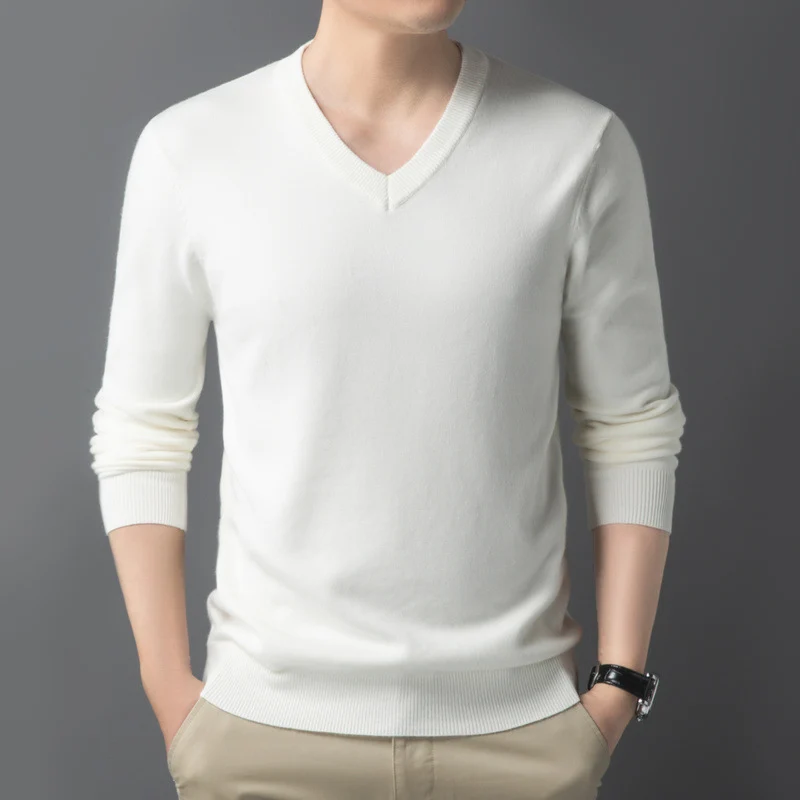 Herren Feiner V‑Ausschnitt Feinstrickpullover in schlanker Passform Nord Taschen