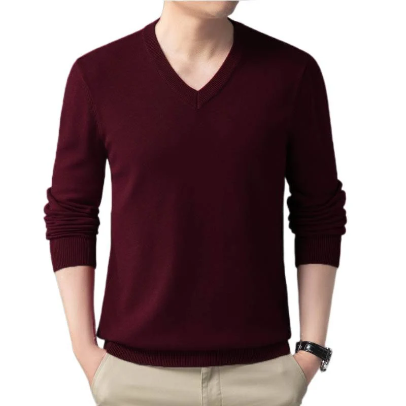 Herren Feiner V‑Ausschnitt Feinstrickpullover in schlanker Passform Nord Taschen
