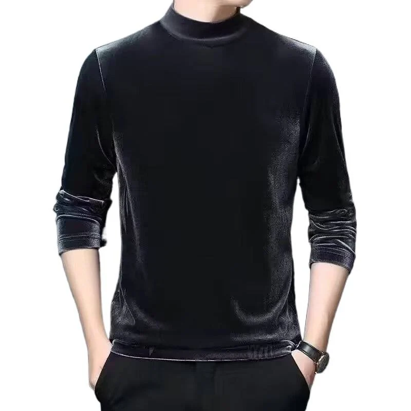 Herren Feiner Samt-Halbrollkragenpullover Slim-Fit Nord Taschen