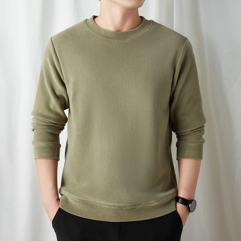 Herren Feiner Rundhals-Pullover aus Baumwollmix mit gerippten Bündchen und schlanker Passform Nord Taschen