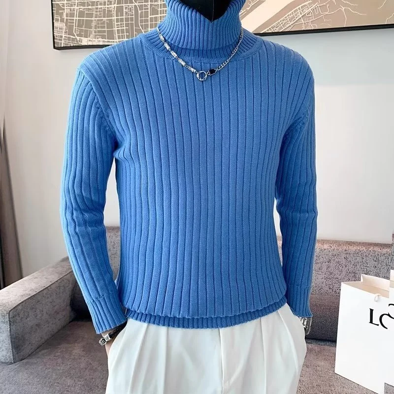 Herren Enganliegender Gerippter Rollkragenpullover aus Feinstrick Nord Taschen