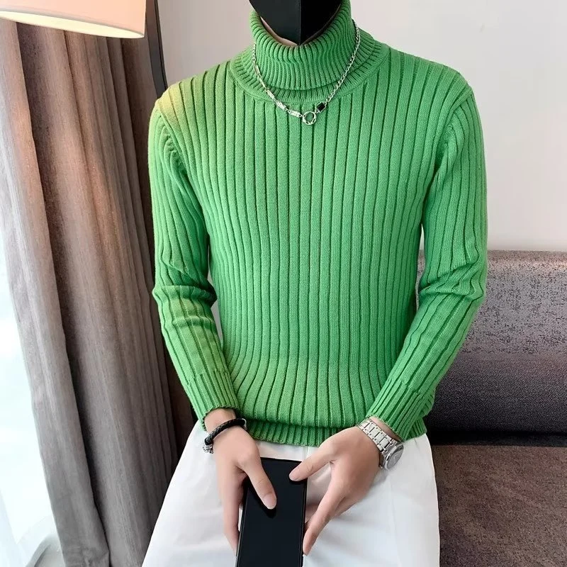 Herren Enganliegender Gerippter Rollkragenpullover aus Feinstrick Nord Taschen