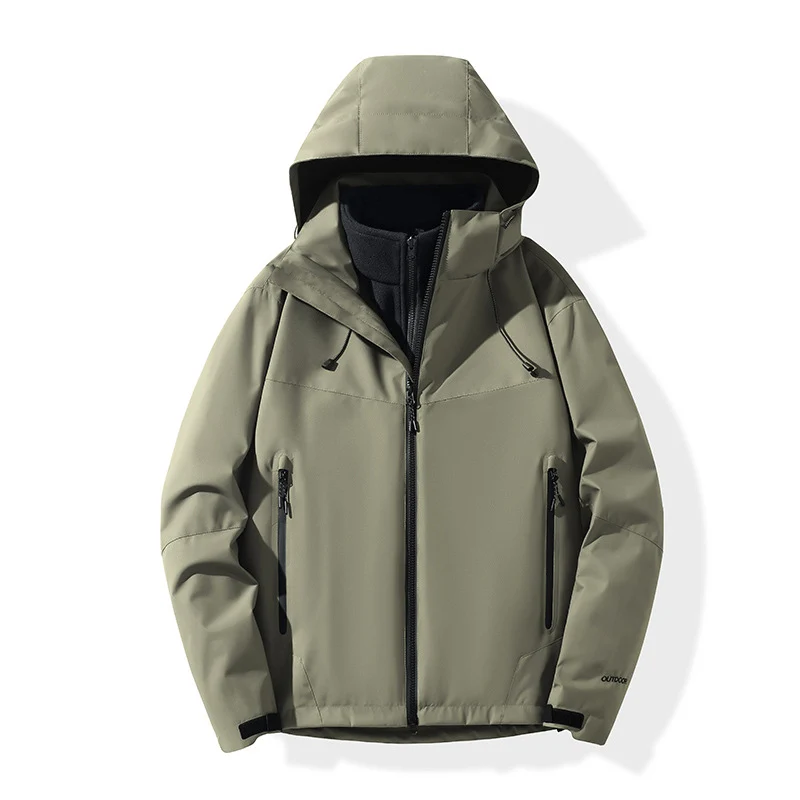 Herren Softshell-Hybridjacke mit Kapuze, getapten Reißverschlüssen und verstellbarem Saum Nord Taschen