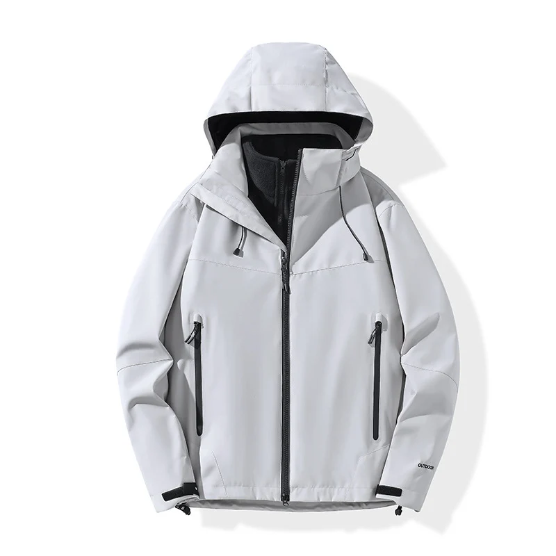 Herren Softshell-Hybridjacke mit Kapuze, getapten Reißverschlüssen und verstellbarem Saum Nord Taschen