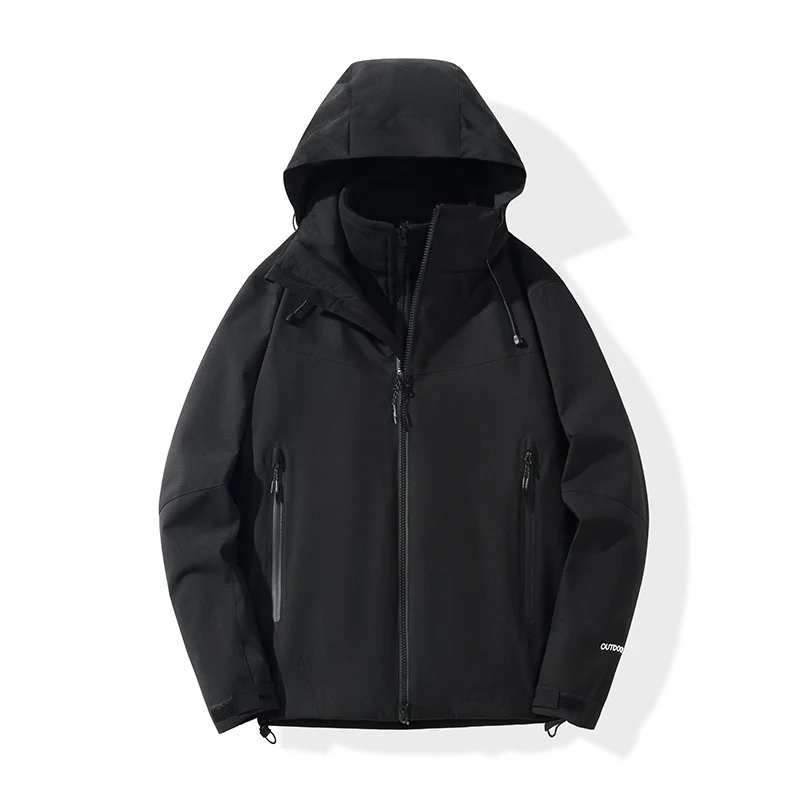 Herren Softshell-Hybridjacke mit Kapuze, getapten Reißverschlüssen und verstellbarem Saum Nord Taschen