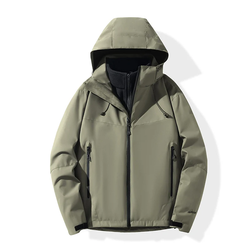 Herren Softshell-Hybridjacke mit Kapuze, getapten Reißverschlüssen und verstellbarem Saum Nord Taschen