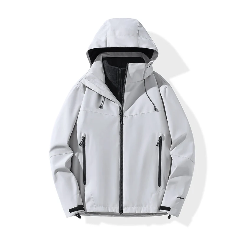 Herren Softshell-Hybridjacke mit Kapuze, getapten Reißverschlüssen und verstellbarem Saum Nord Taschen