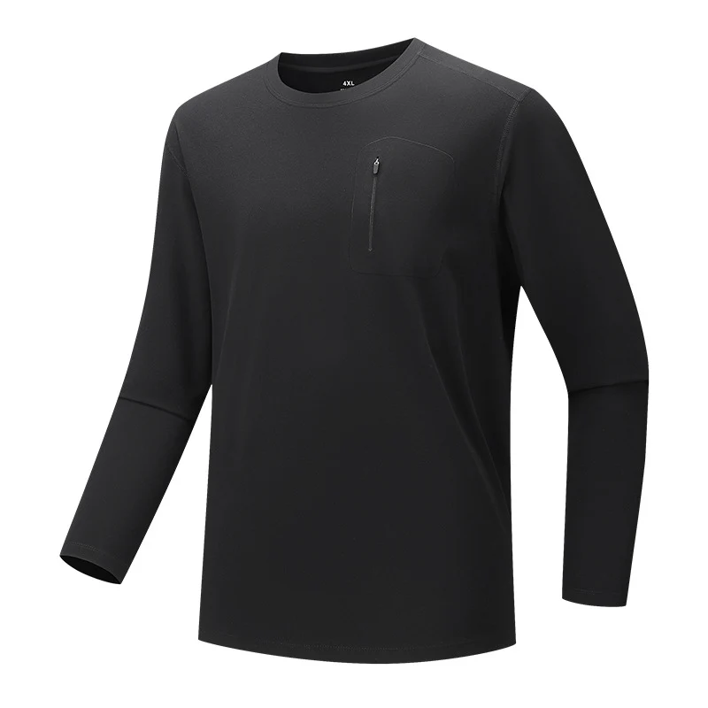 Herren Multifunktionales Langarm-Techshirt mit Brust-Reißverschlusstasche Nord Taschen