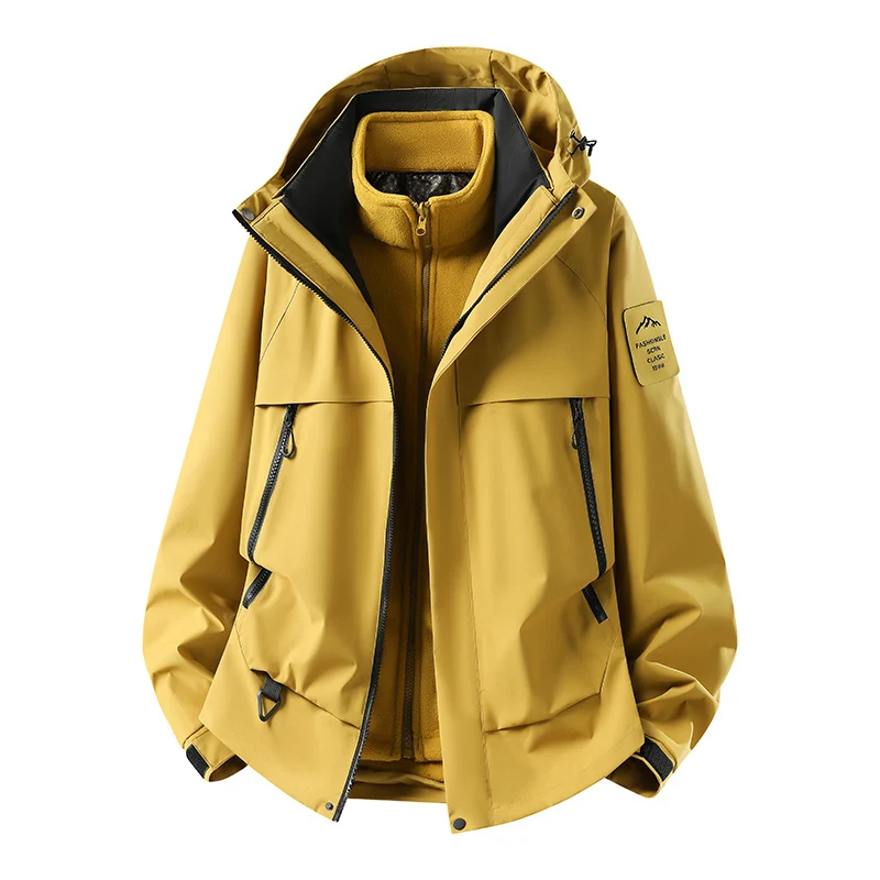 Herren modulare wasserdichte Outdoorjacke mit herausnehmbarer Fleece-Innenjacke, Kapuze und Reißverschlusstaschen Nord Taschen
