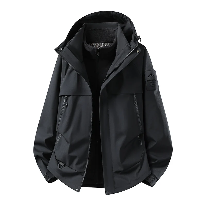 Herren modulare wasserdichte Outdoorjacke mit herausnehmbarer Fleece-Innenjacke, Kapuze und Reißverschlusstaschen Nord Taschen