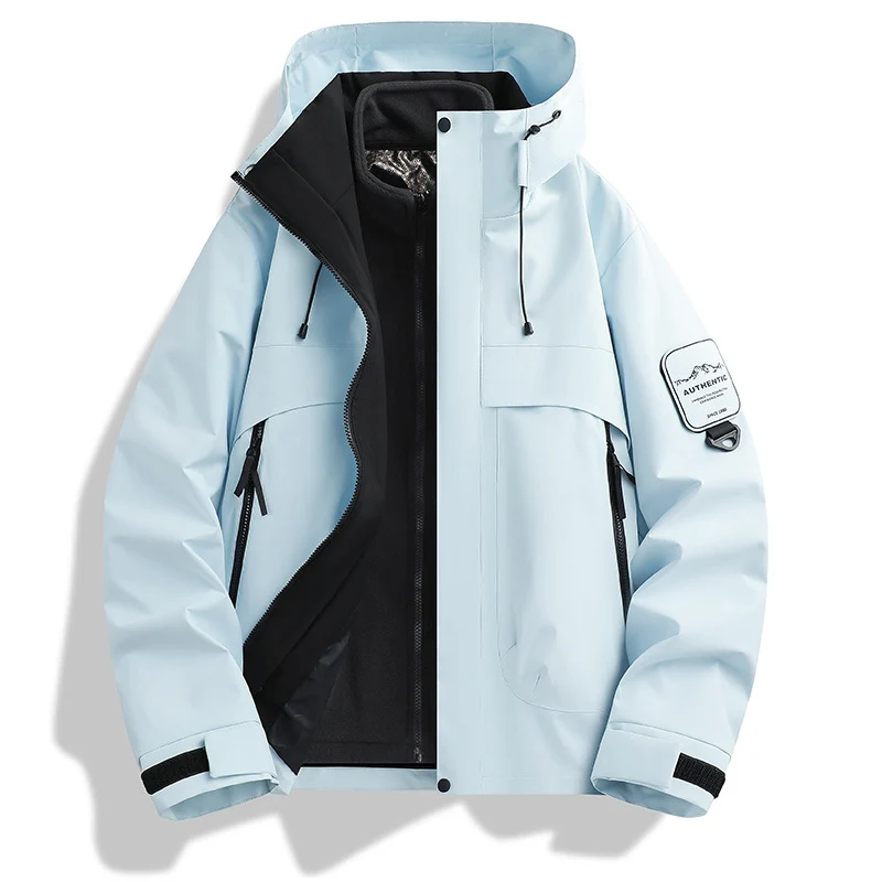 Herren modulare wasserdichte Outdoorjacke mit abnehmbarer Fleece-Innenjacke und verstellbarer Kapuze Nord Taschen