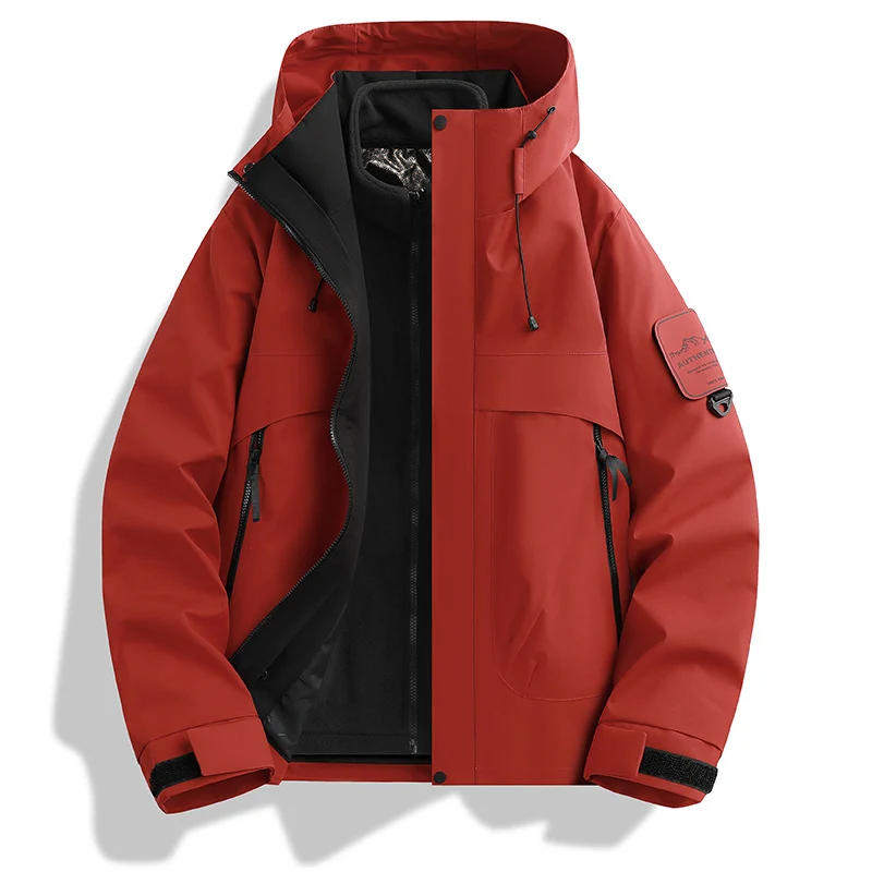 Herren modulare wasserdichte Outdoorjacke mit abnehmbarer Fleece-Innenjacke und verstellbarer Kapuze Nord Taschen